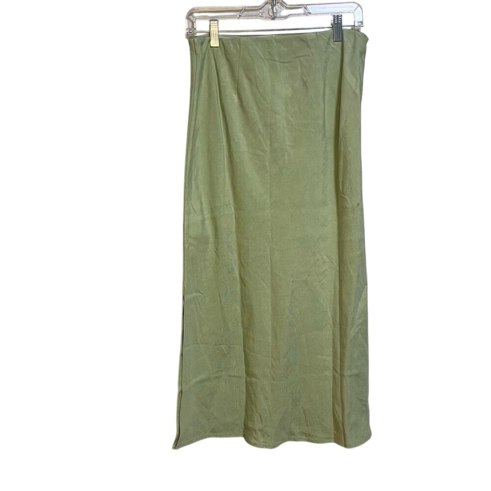 Madewell Light Green Layton Midi Slip Skirt SZ 6 NWT Linen Twee Modest Twill - Picture 8 of 12